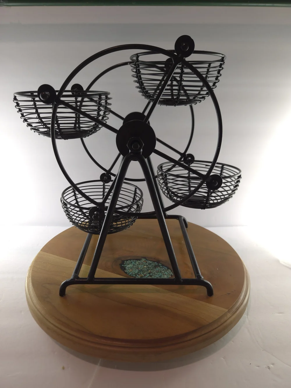 Black Metal Ferris Wheel Basket Decorative Stand, Candy/Condiment Server